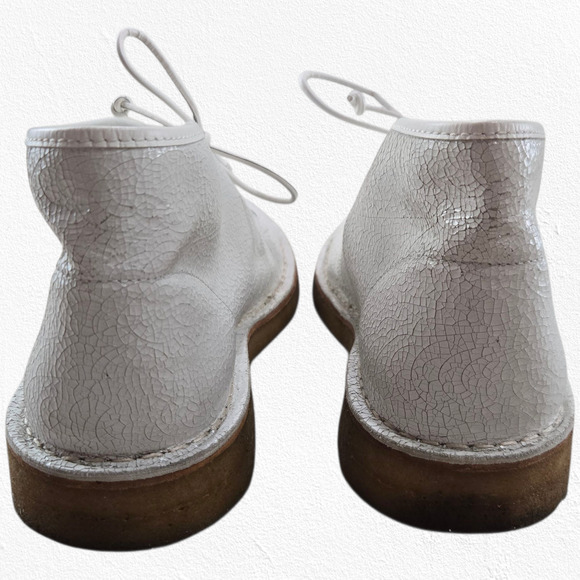 Tory Burch White Crackle Leather Desert Boots Size 7.5 Lace-Up Ankle Chukka Boot - Picture 5 of 8
